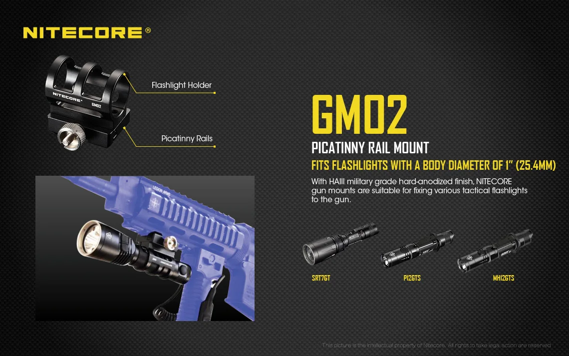 2024 GM02 NITECORE G-Mount Suitable Flashlight Accessorie ALUMINIUM ALLOY P30 MT40GT MT20 MH27 MH10 SRT7GT MT26 MH25 wholesale