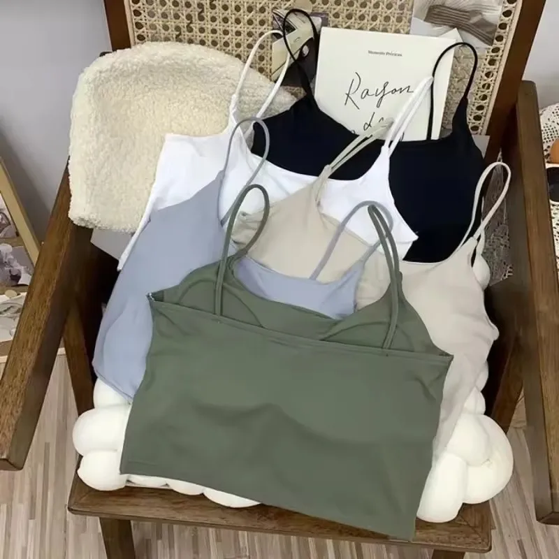 Summer Bra Top Sexy Women Ice Silk Crop Top Seamless Tube Tops Camisole Underwear Korean Fashion Solid Padded Bralette Vest image 2