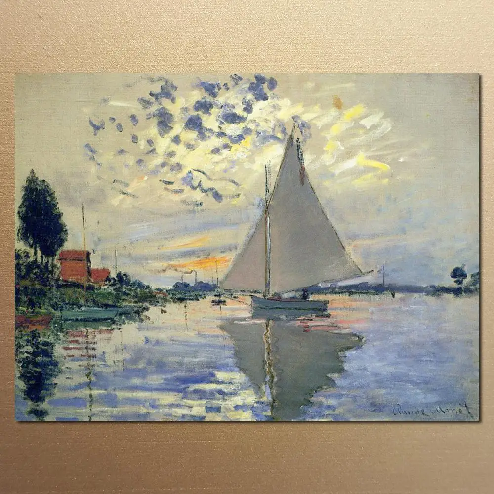 

High Quality Claude Monet Impressionism Art Sailboat Hand Painted Oil Paintings Reproduction Unframed for Home Decoration