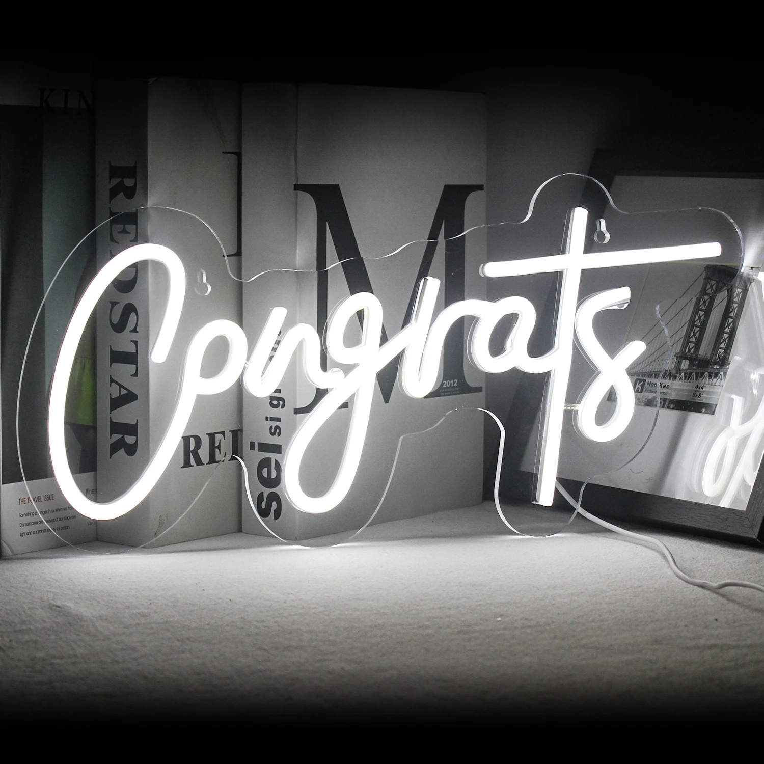 Congrats Neon Sign USB Powered Acrylic LED Wedding Birthday Party Celebrate Office BAR Child Room Bedroom Wall Decor Lamp Gift