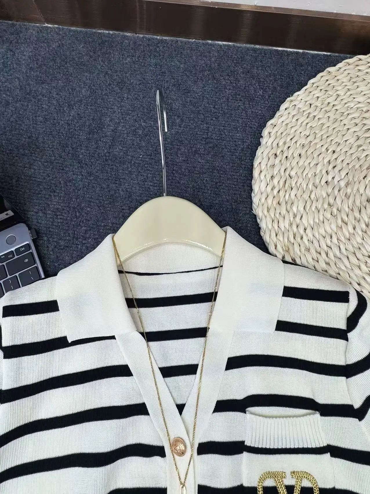2025 verão listrado camisola de malha cardigan feminino manga curta único breasted malhas topos moda vintage casual solto jumpers
