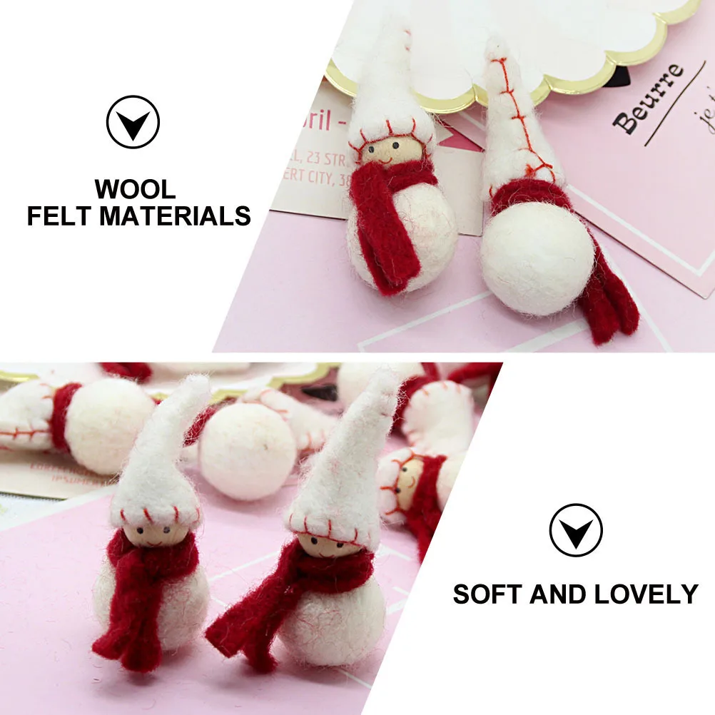 

6pcs Snowman Hair Accessory Felt Christmas Diy Decor For Brooches Clips Hats Xmas Party Ornaments Craft Projects