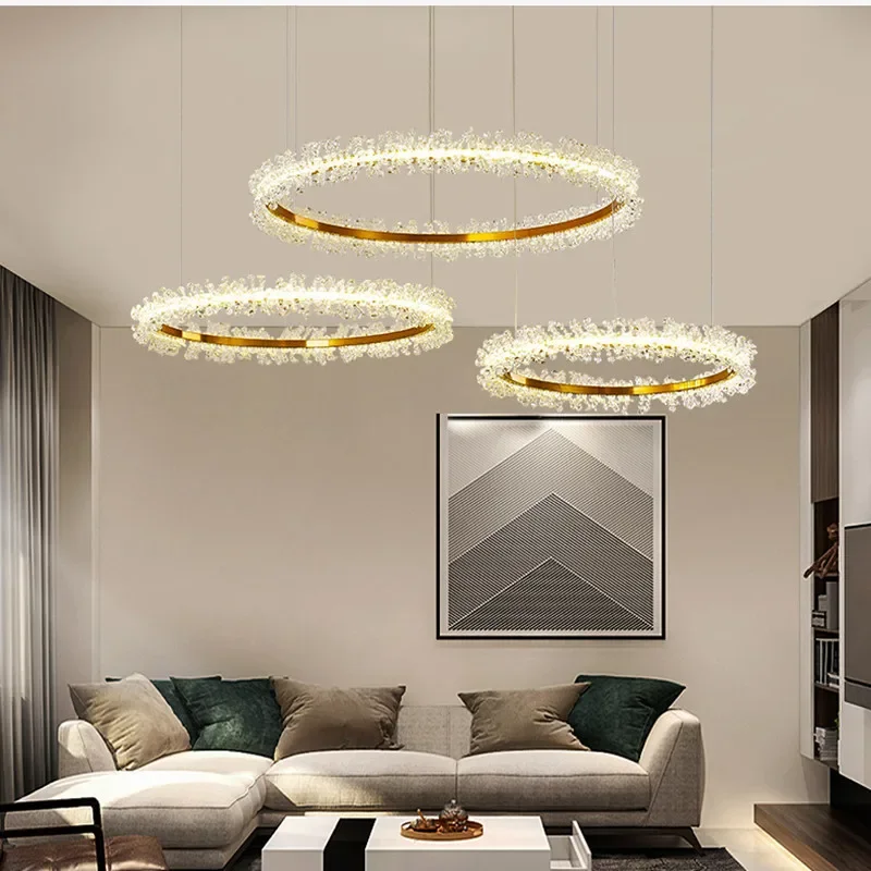 Lámpara colgante de cristal K9 para sala de estar, candelabro de techo creativo, moderno, Led, decoración del hogar