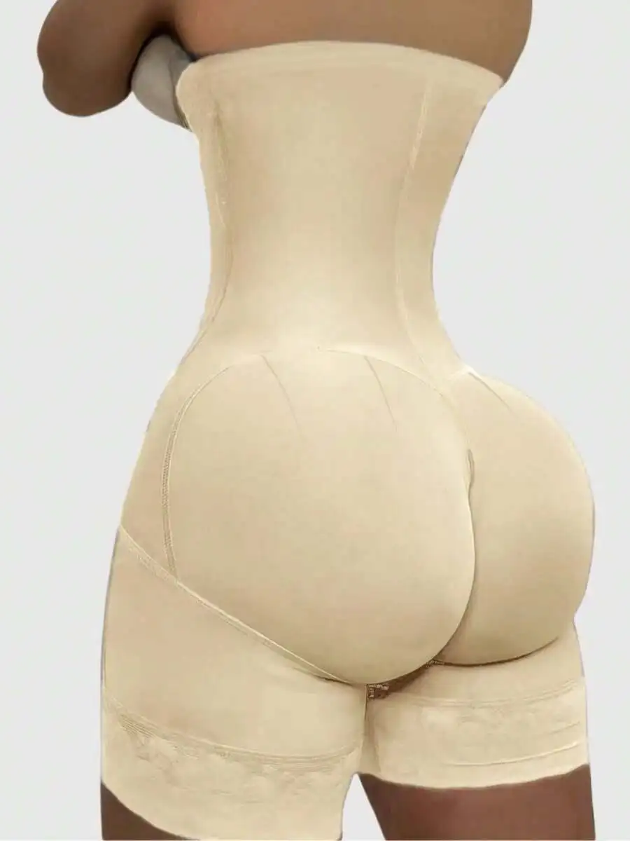 

High Waist Shapewear Shorts With Zipper Closure Abdomen Slimming Buttock Lifting Underwear For Women