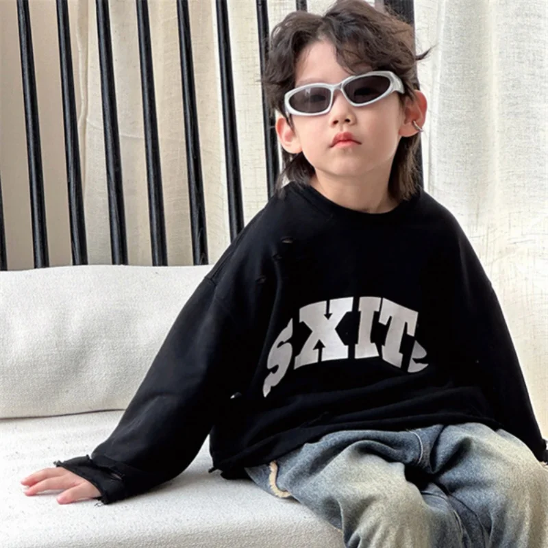 

Boys Hoodies Sweatshirts Cotton Tops Outwear 2024 Hole Spring Autumn Kids Christmas Gift Teenagers School Children's Clothing