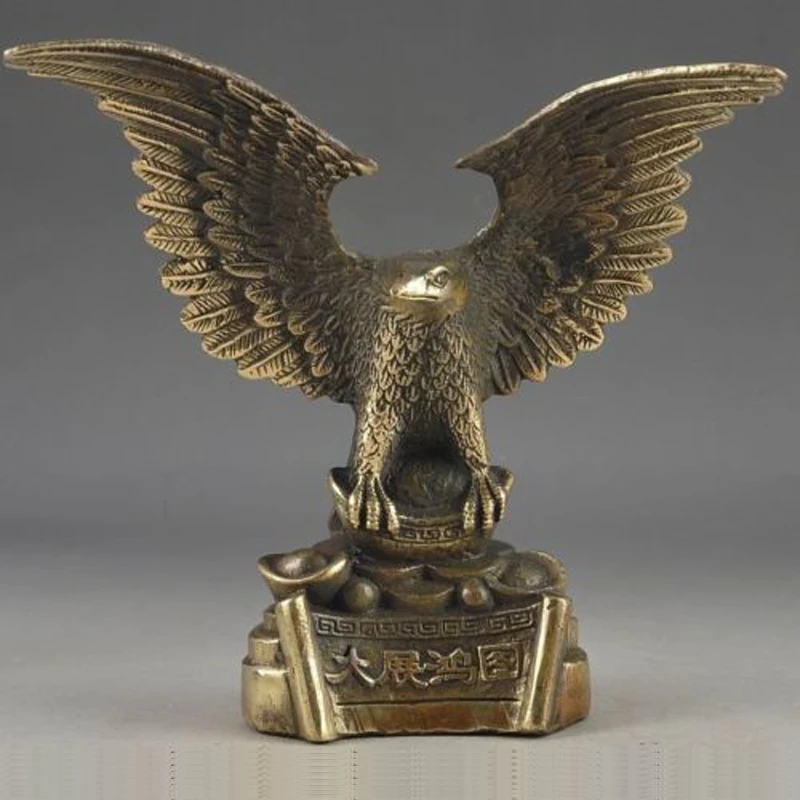 

Elaborate Chinese Vintage Brass Handwork Wealth Succeed Eagle Statue