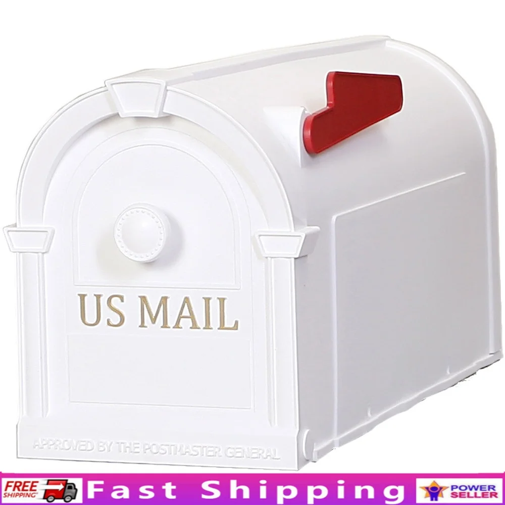 

Durable Medium White Plastic Mailbox Rust Resistant Easy Install Standard Post Mount USPS Approved Maintenance Free 35 Larger