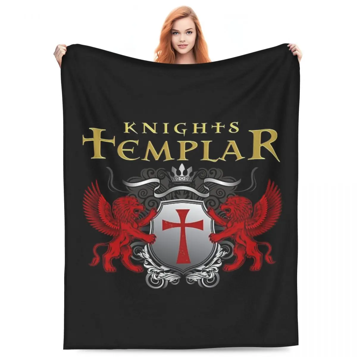 

Templar Shield Cross Knights Templar Blanket Flannel Breathable Throw Blankets for Couch Bedding Outdoor Throws Bedspread Quilt