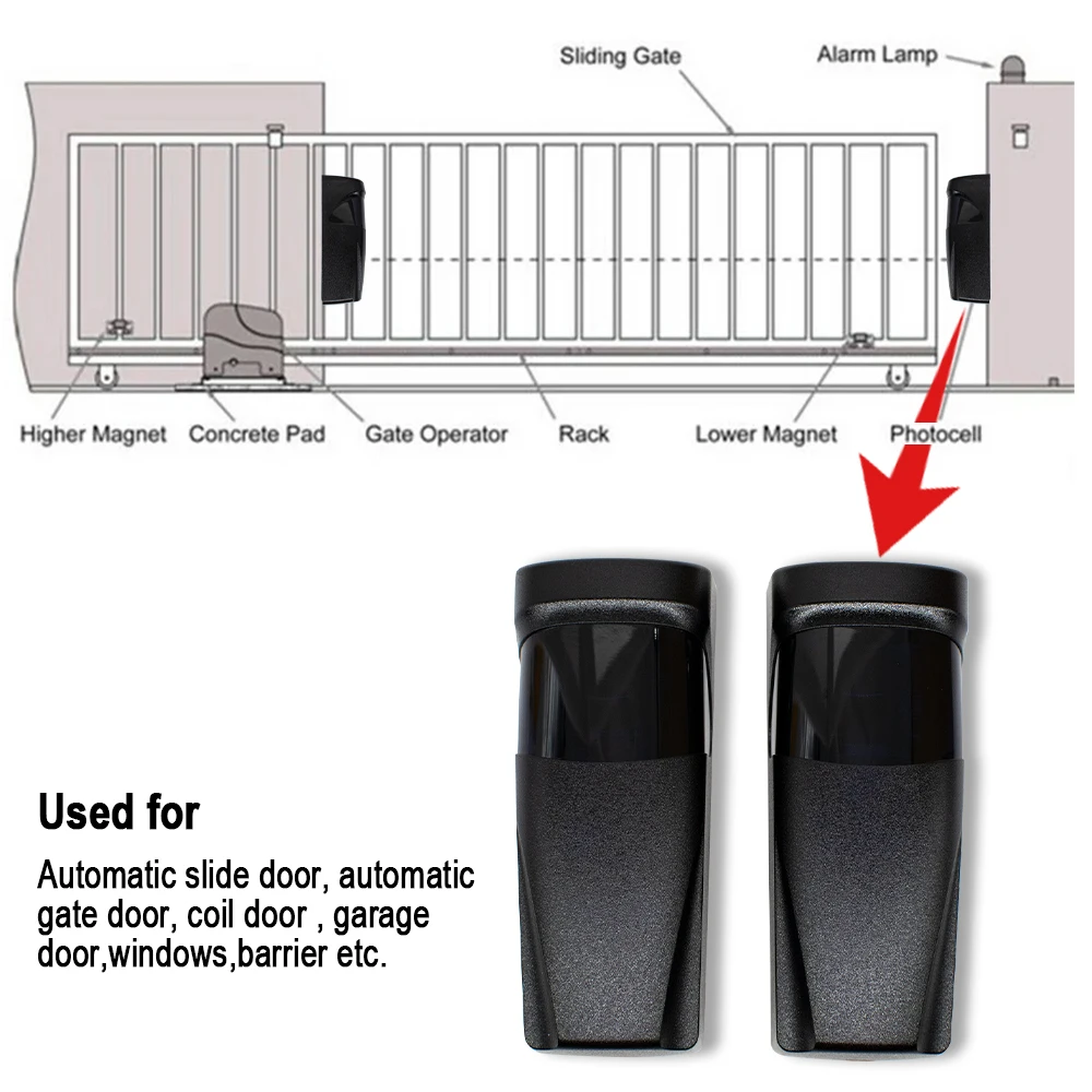 الكهروضوئية التلقائي بوابة مستشعر سلامة الباب إنذار مستشعر شعاع الأشعة تحت الحمراء الكهروضوئية 15 متر كشف المدى 12 ~ 24 فولت 3.6 فولت بطارية تعمل بالطاقة
