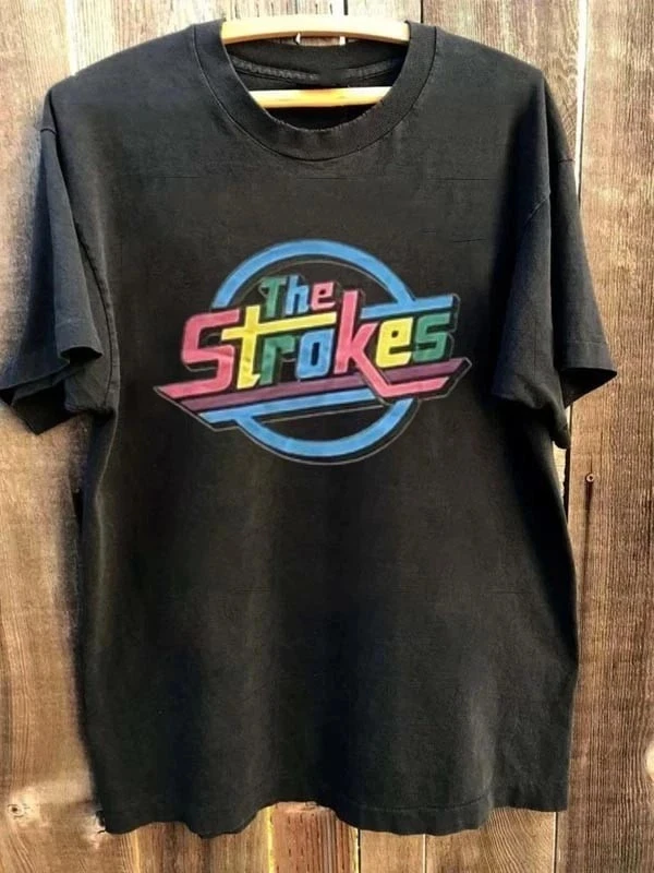 2026 Summer Women's Retro The Strokes T-Shirt Cotton and Breathable Short Sleeve Streetwear Oversized Loose Casual