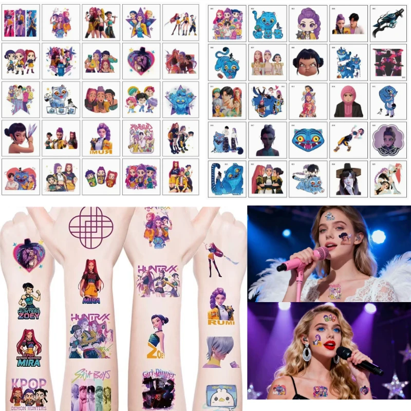 25/50 Stück niedliche Cartoon-Anime-Temporäre Tattoo-Aufkleber, Rumi, niedliches wasserdichtes Tattoo als Geschenk für Geburtstagsfeiern