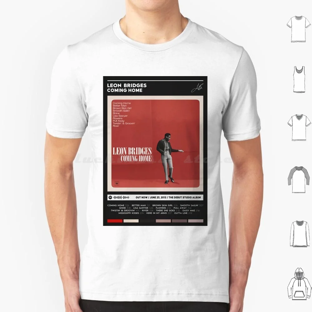 Coming Home Album Cover Poster T Shirt Big Size 100% Cotton Music Song Tracklist Playlist Leon Bridges Vintage Retro Hottime