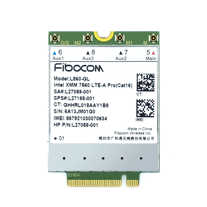 fibocom-l860-gl-sps-27188-001-4g-lte-cat16-m2モジュール（hp-elitebook-x360-830-840-850-g5-g6-elite-x2-spectre-folio-13tノートパソコン用）