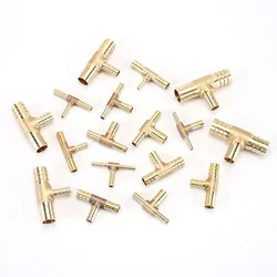 5 PC T-Shape Brass Barb Hose Fitting Tee 4mm 6mm 8mm 10mm 12mm 16mm 3 Way Hose Tube Barb Brass Barbed Coupling Connector Adapter