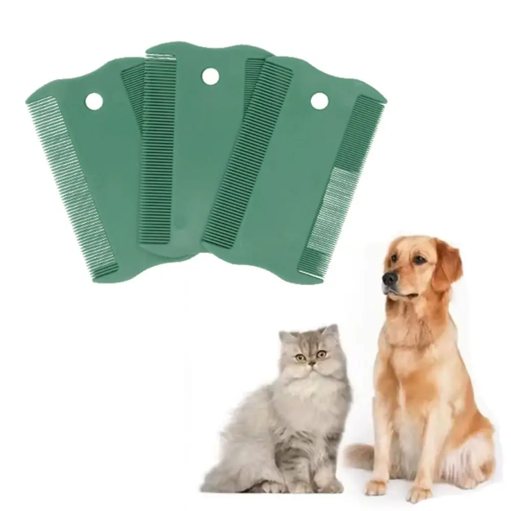 3pcs/set Double Sided Pet Flea Comb Plastic Green Cat Floating Hair Comb Fine Teeth Pet Grooming Comb for Dogs Cats