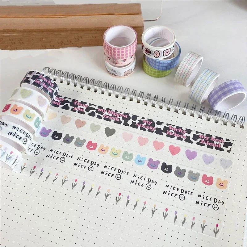 1PC Washi Tape Cute Smily Bear Masking Tape Milk Patterns DIY Journal Hand Account Decor Stationery Stickers