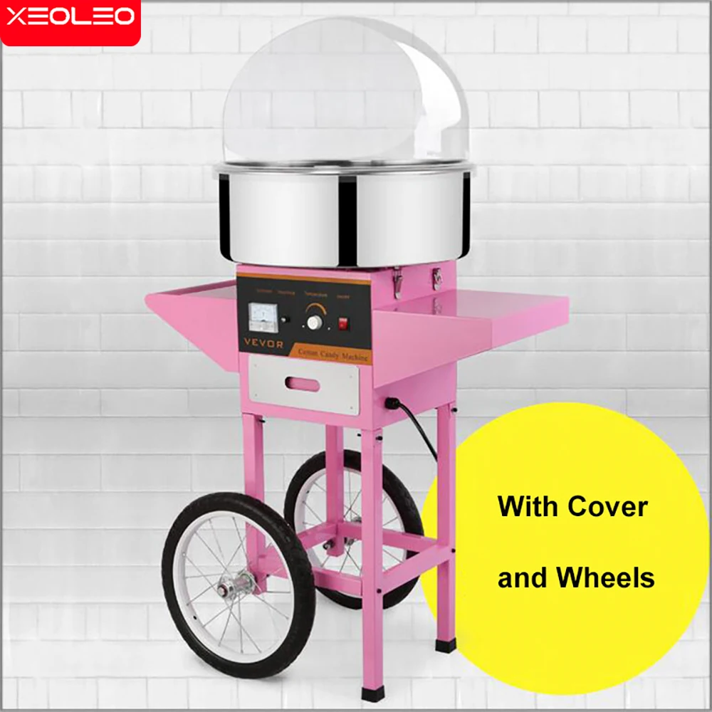 XEOLEO Cotton Candy Maker Commercial Cotton Candy MakerElectric Cotton Candy Floss Machine With Cover 52cm Diameter