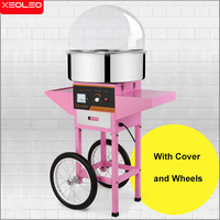 XEOLEO Cotton Candy Maker Commercial Cotton Candy MakerElectric Cotton Candy Floss Machine With Cover 52cm Diameter