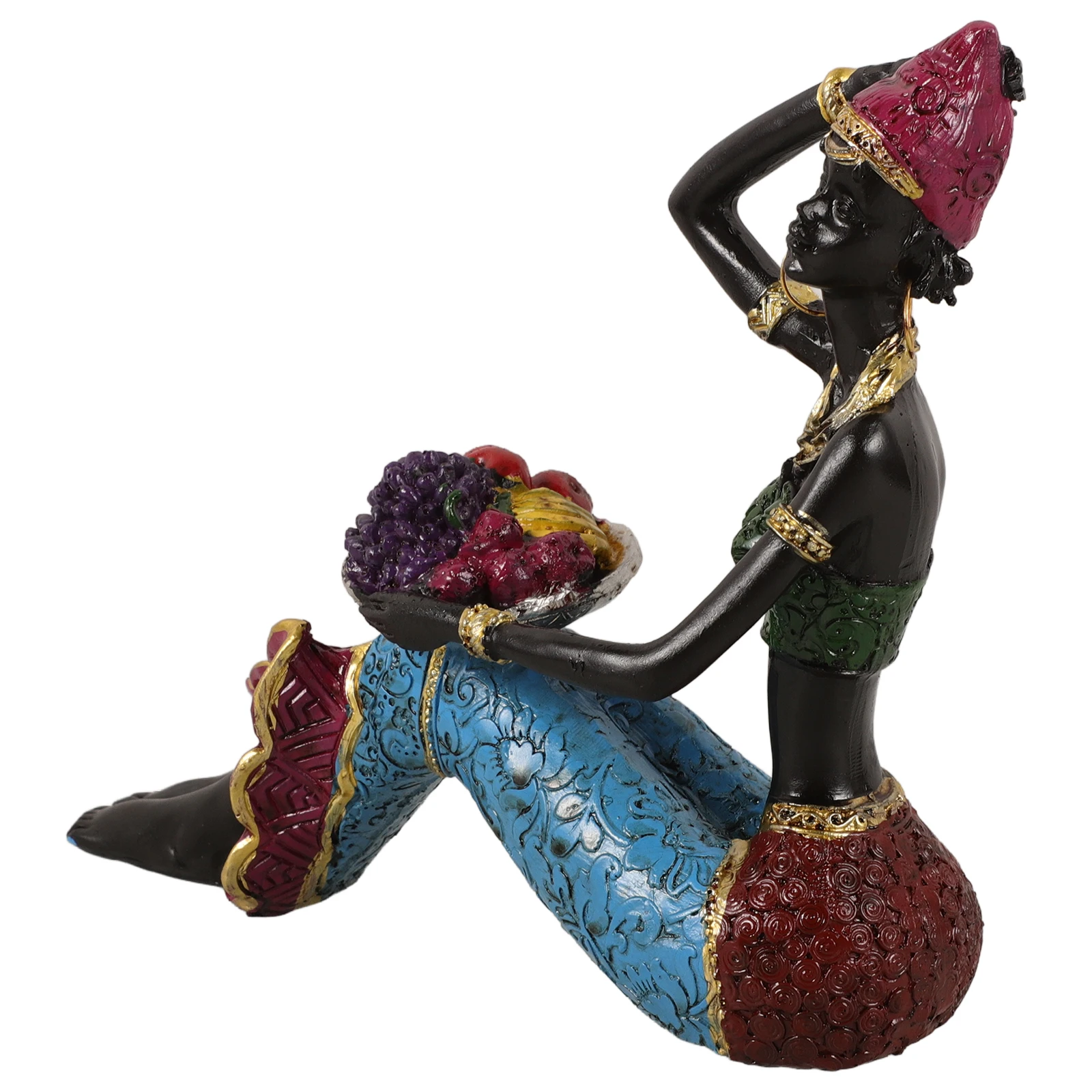 

African Woman Statue Resin Figurine Home Decor Living Room Bedroom Ornament Exotic African Lady Sculpture Vintage Dropshipping