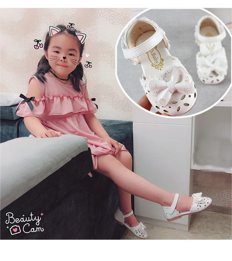 Neueste Sommer Kinder Schuhe 2021 Prinzessin Mode Leder Süße Kinder Sandalen Für Mädchen Kleinkind Baby Atmungsaktive Heraus Bogen Schuhe