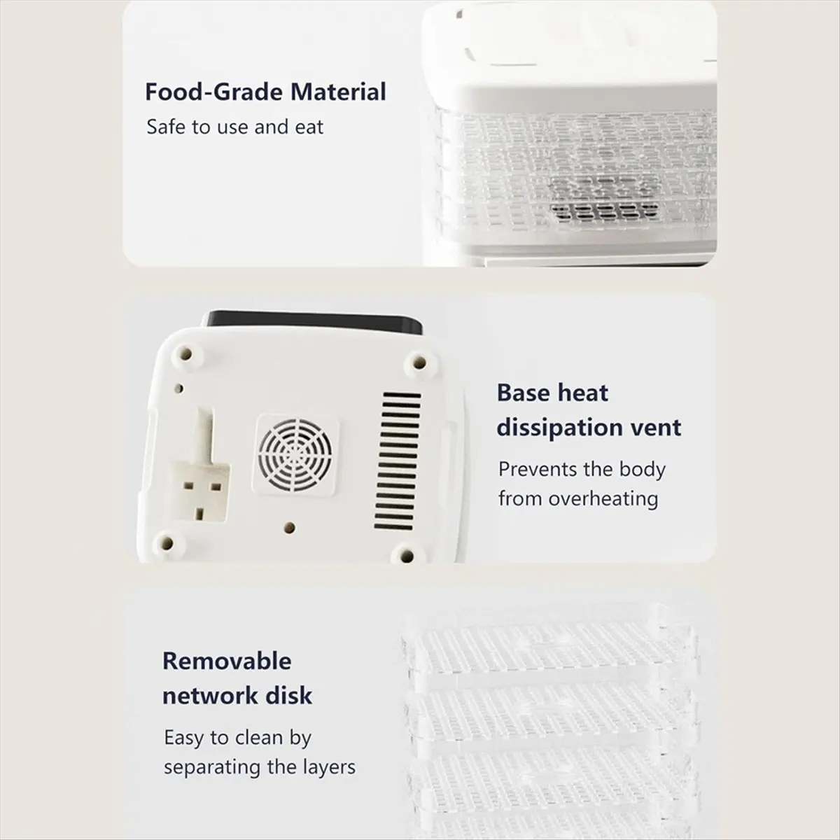 5-Tier Transparent Food Dehydrator with Adjustable Timer & Temperature for Drying Fruits Herbs Jerky UK Plug
