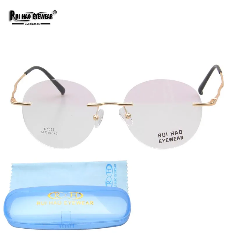 

Round Rimless Eyeglasses Frames Unisex Optical Glasses Frame Rui Hao Eyewear Brand Light Alloy Spectacles Frameless