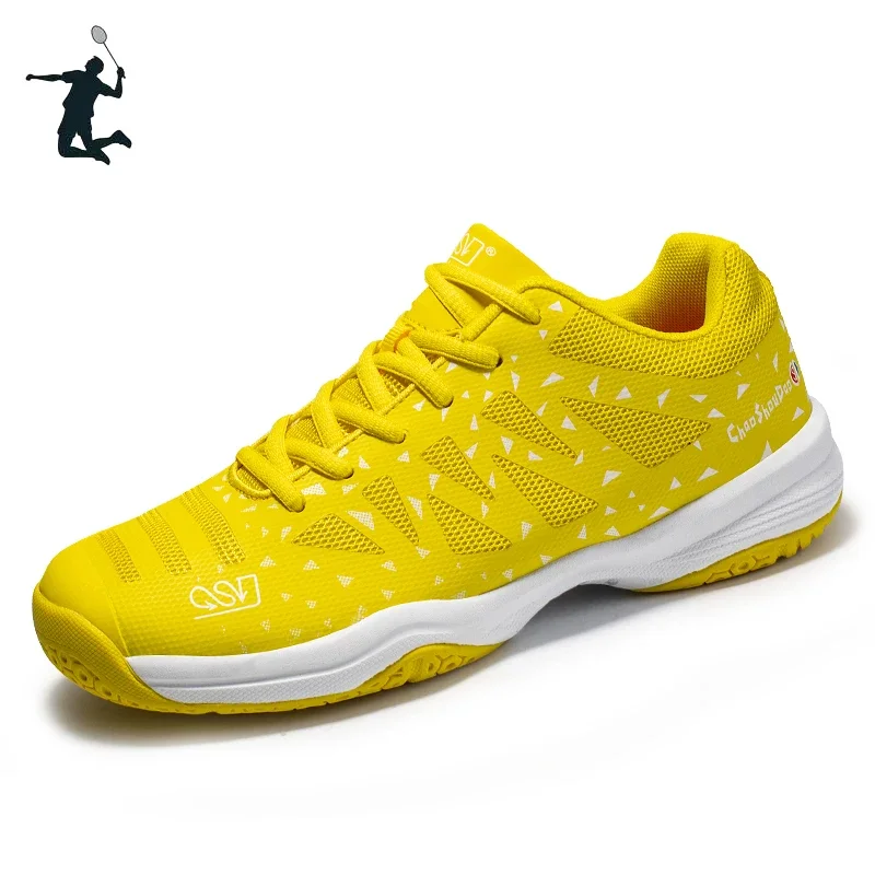 

Men Women Professional Badminton Shoes Yellow Red Women Table Tennis Shoes Volleyball Unisex Tennis Sport Sneakers R1908