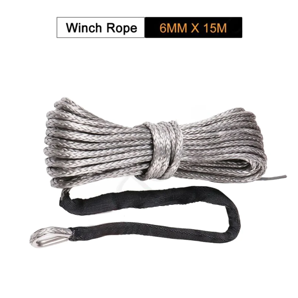 6mm*15m High-duty Winch Rope Line Tow Cable for SUV ATV Off-road Lightweight