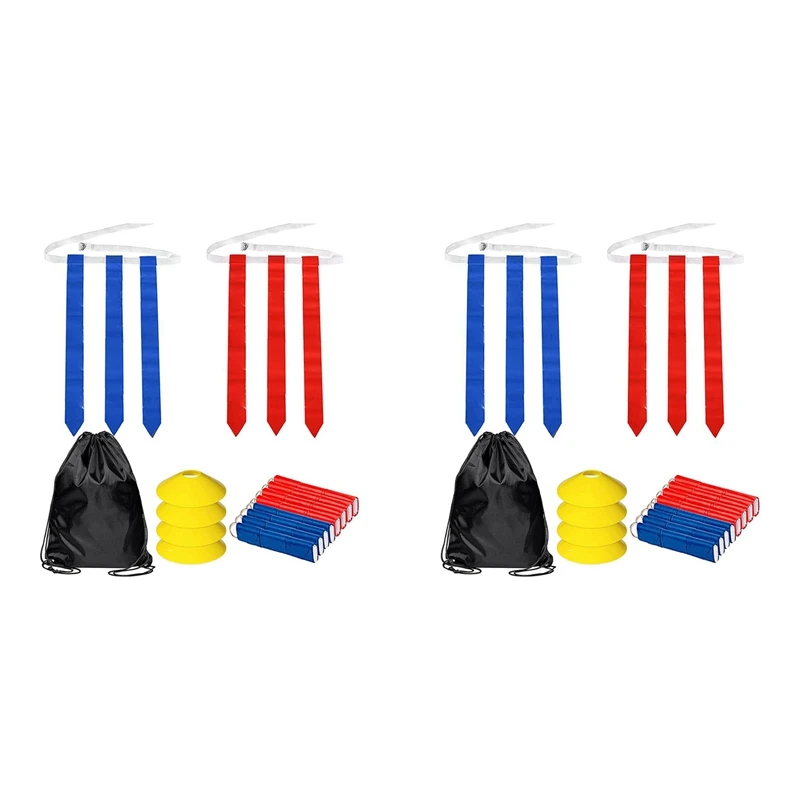 Flag Football Set-28Pcs Belts With 84 Flags(42 Red And 42 Blue Flags) , 8 Cones Adults Youth Flag Football Belts