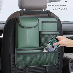 Car Seatback Organizer Faux Leather Car Seat Back Storage Bag Headrest Mount Organizer for Suv Truck Auto Accessories Backseat