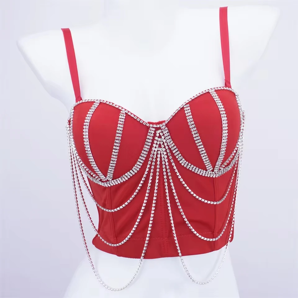 

Europe And The United States Dark Wind Fishbone Steel Ring Wrapped Chest Nightclub Rhinestone Waist Corset Shaping Corset Female