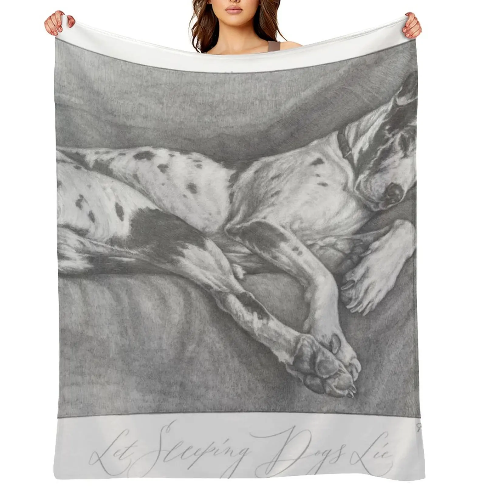 

Great Dane pencil drawing circa 1930 Throw Blanket Plaid Giant Sofa Sofa Soft Big Blankets