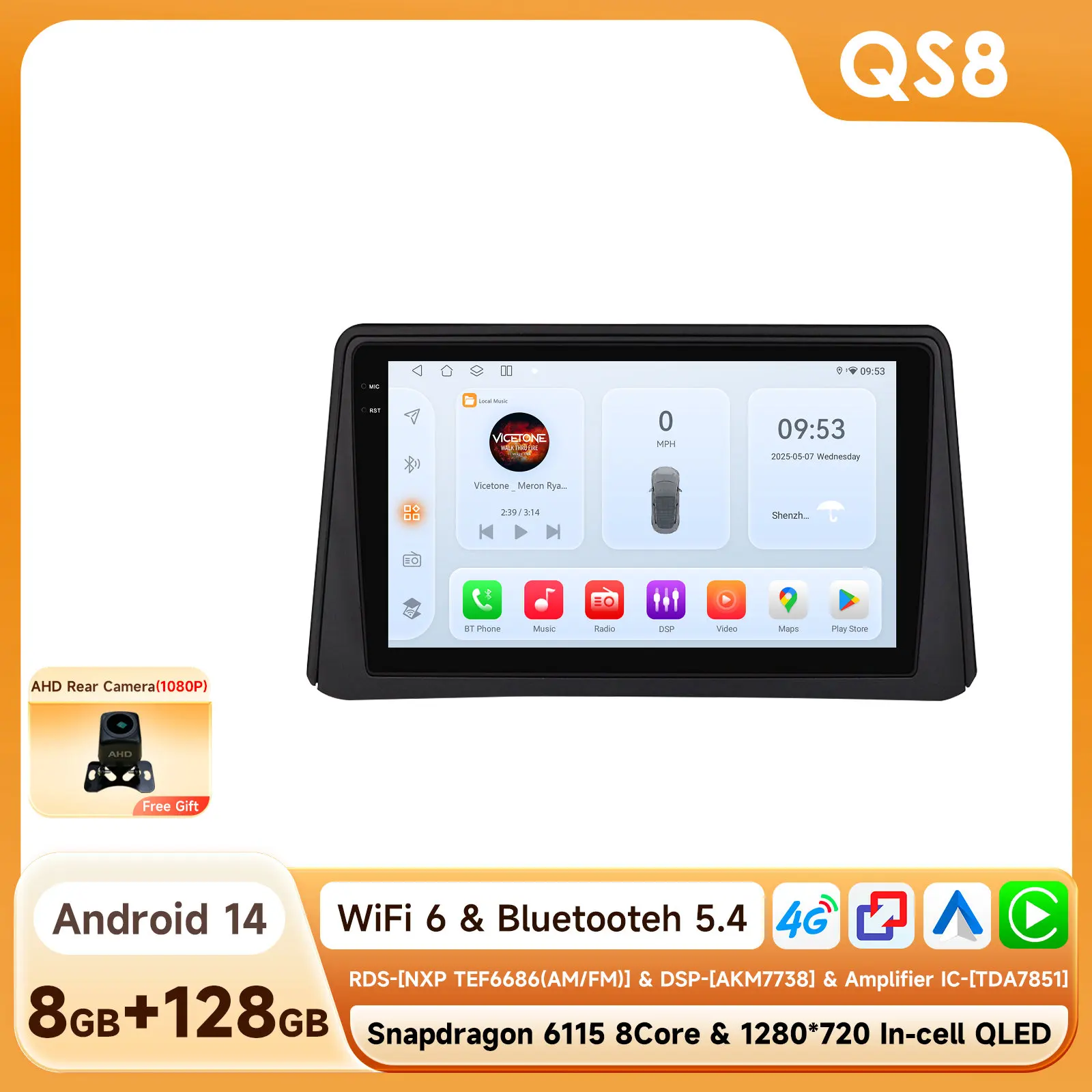 8G 128G 2Din Android 14 Autoradio Multimedia Speler voor Opel Mokka 2012 2013 2014 2015 2016 Autoradio GPS Navi Wifi Audio Stereo