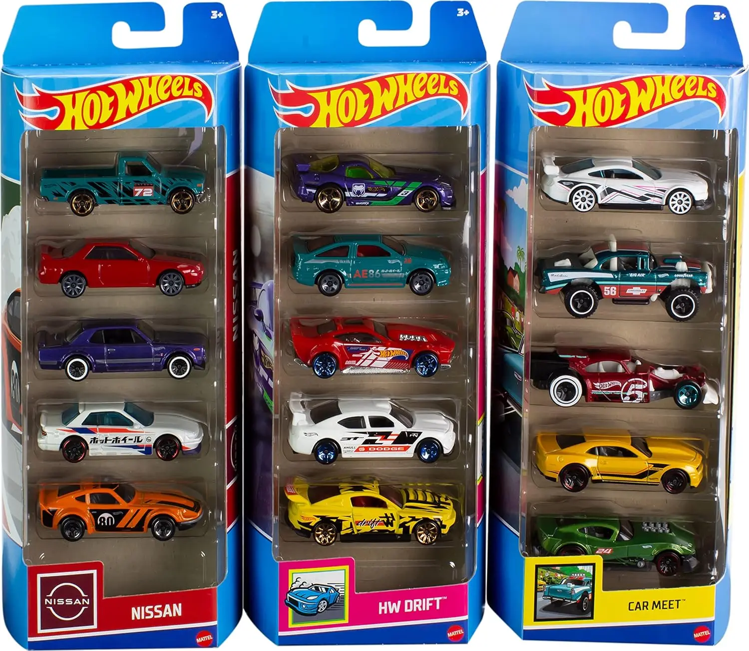 Random Pack Hot Wheels Track Bundle of 5 Toy Cars 1:64 Scale Vehicles, Cool Toy for Collectors & Kids (Styles May Vary)