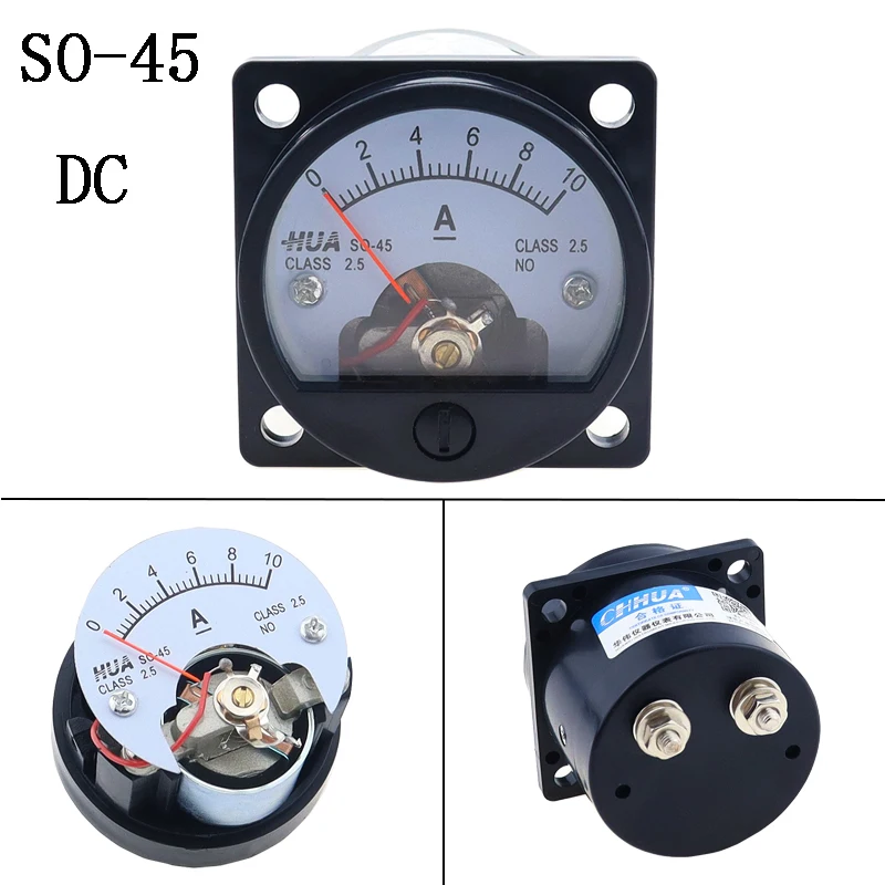 1PC SO-45-A 20A 30A 50A 100A/75mV DC Analog Meter Panel Gauge DC Ammeter Use with Shunt Current Meter 47*47MM Round Ammeter