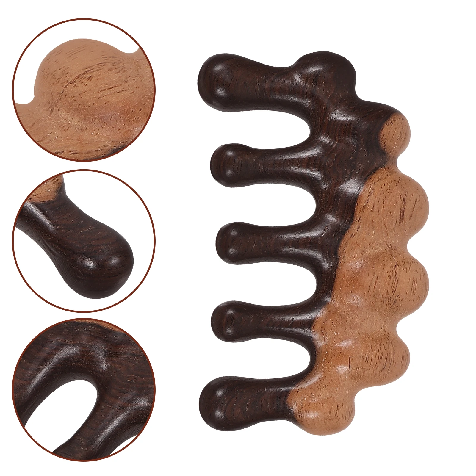 

Massage Comb Black Wood White Skin Scalp Massager Wide Tooth Detangler No Static Improves Hair Texture Portable Wooden Tool