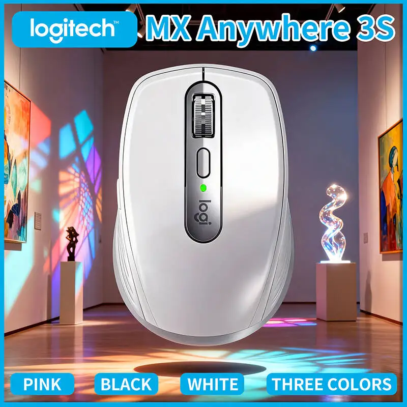 High-Precision Logitech MX Anywhere 3S - 8K DPI, Hyper-Scroll, Silent Click, Anti-Slip Grip, USB-C Quick Charge for Work