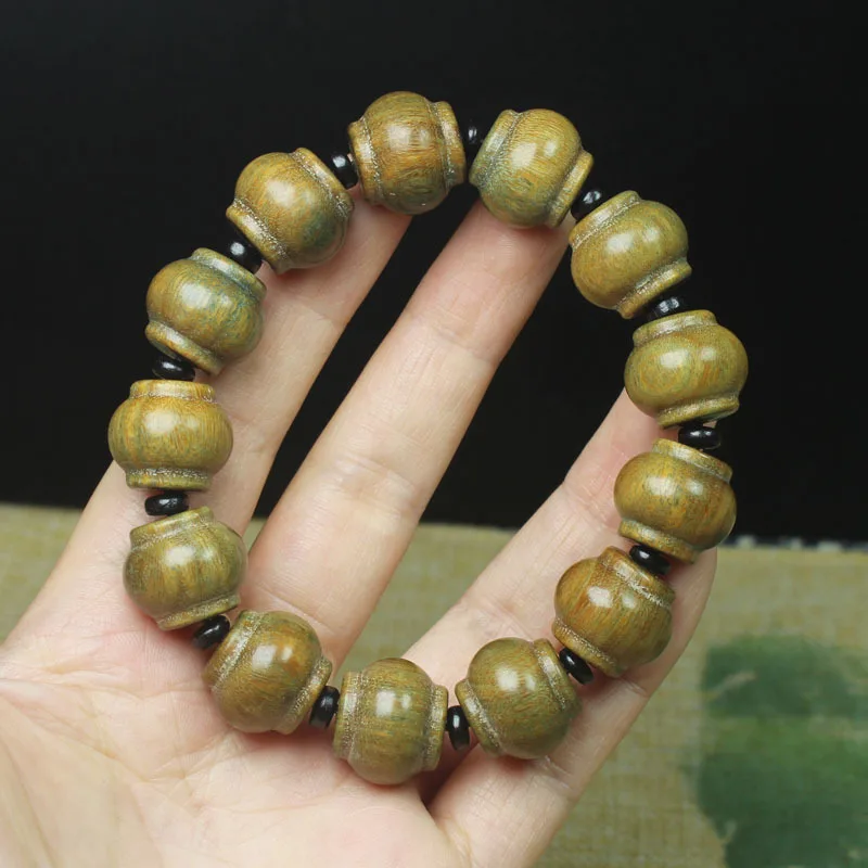 2026 Argentina Green Sandalwood Lantern Beads Bracelet 17*15 with Spacers Fragrant Prayer Beads Bracelet for Men Women Gifts