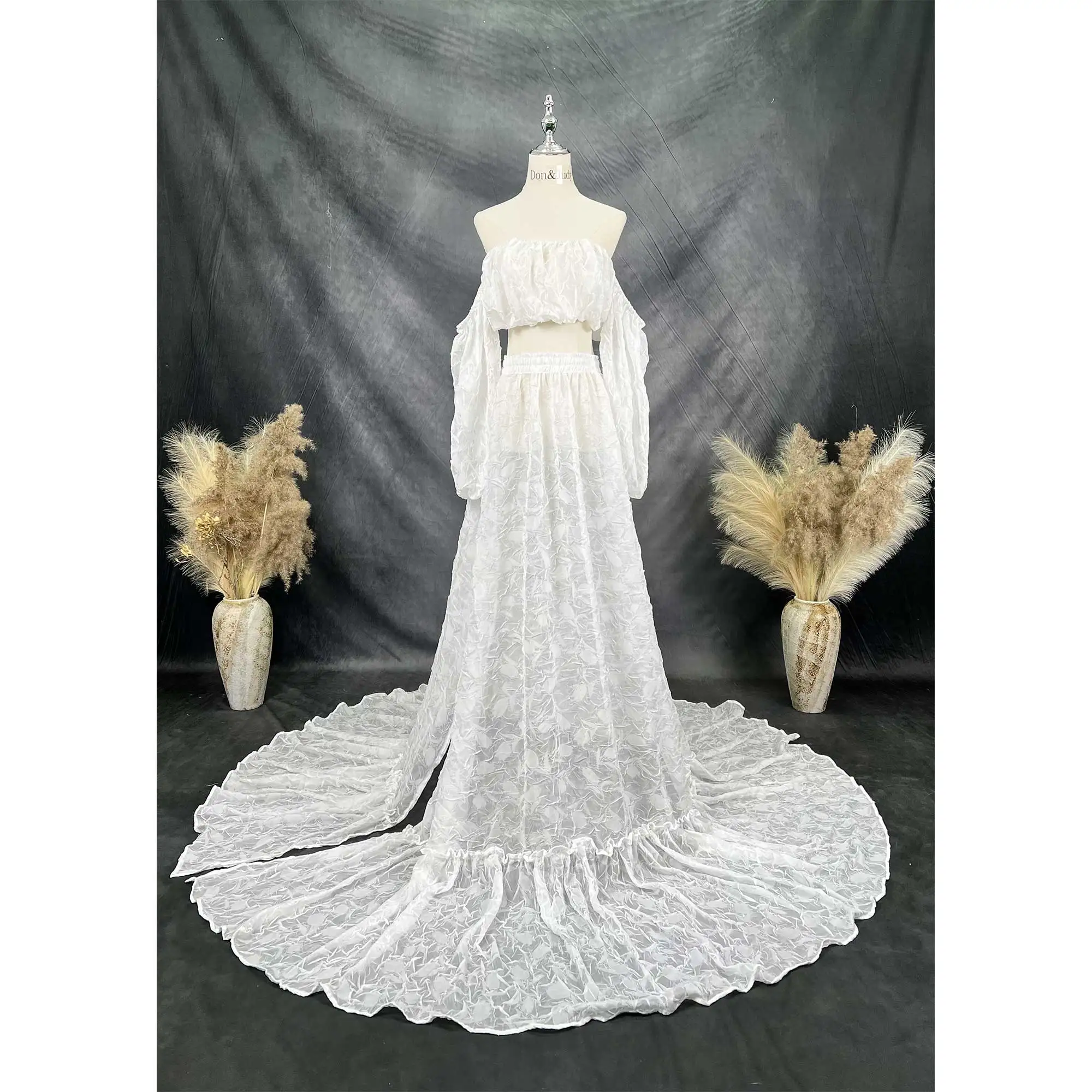 Don & Judy-Robe de mariée élégante en mousseline de soie pour femme, robe deux pièces, robe de mariée, robe de mariée, robe de soirée, robe de plage, robe de séance photo, robe de grossesse