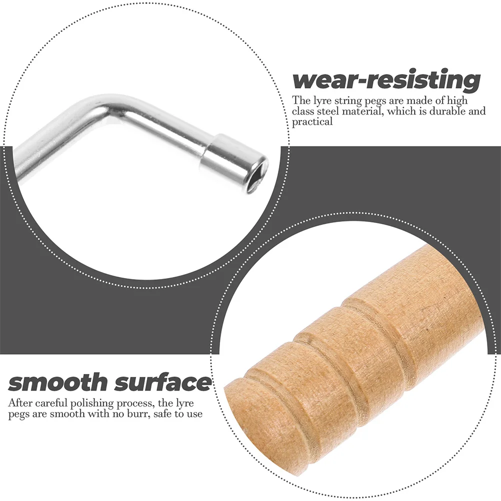 

1Set Professional Lyre Harp Parts Tuning Pin Wrench Maintenance Supplies Safe Material Exquisite Details Smooth Surface