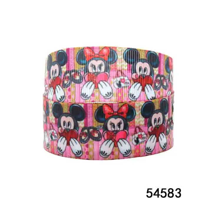 ( 50yards) Disney Minnie Ribbon Grosgrain Head Band 25mm for DIY Cheer Bows Girl Heawear Hairbows Crafts