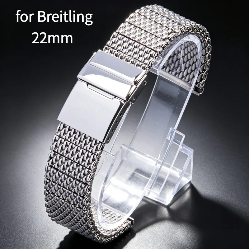 High Quality 316L Stainless Steel Watchband Solid Metal Band for Breitling AB2010 Watch Strap Men's Luxury 22 mm Mesh Bracele