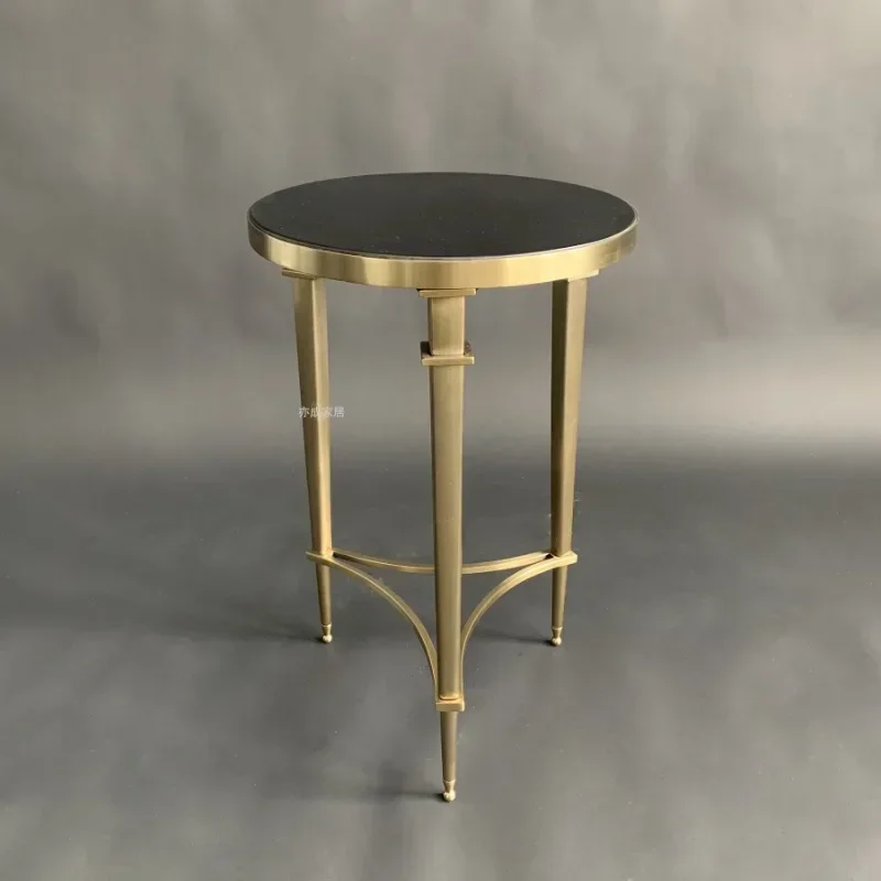 Light luxury modern simple gold stainless steel edge a few tempered glass round edge a few corners jewelry table placement table