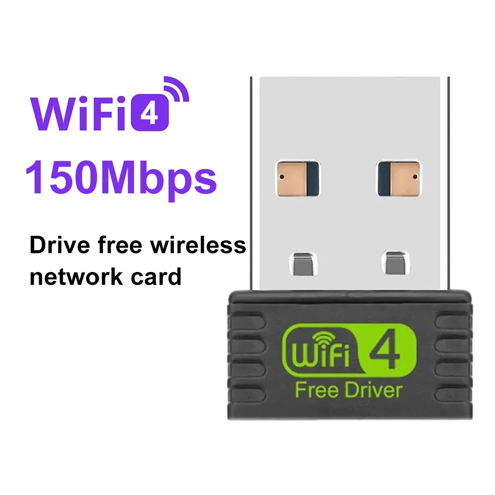 무선 네트워크 미니 USB 동글, PC 노트북 윈도우용 무료 드라이브, 와이파이 4 어댑터, 150Mbps, 2.4GHz 신호 수신