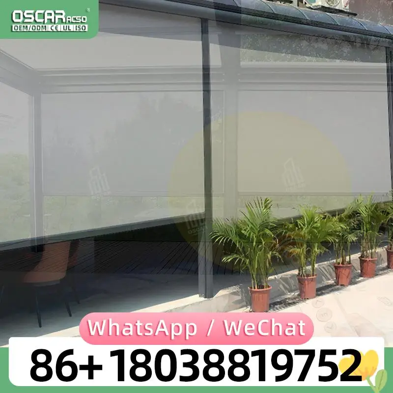 3 10m Wide Built in Smart WiFi Windproof Electric Motorized Vertical Roller Blinds with Zip Screen for Home Office Patio Rolling