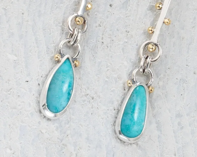Milan New Vintage Style Blue Turquoise Earrings  for Women Pendant Jewelry Electroplating Alloy Hot Selling Wholesale Style image 2
