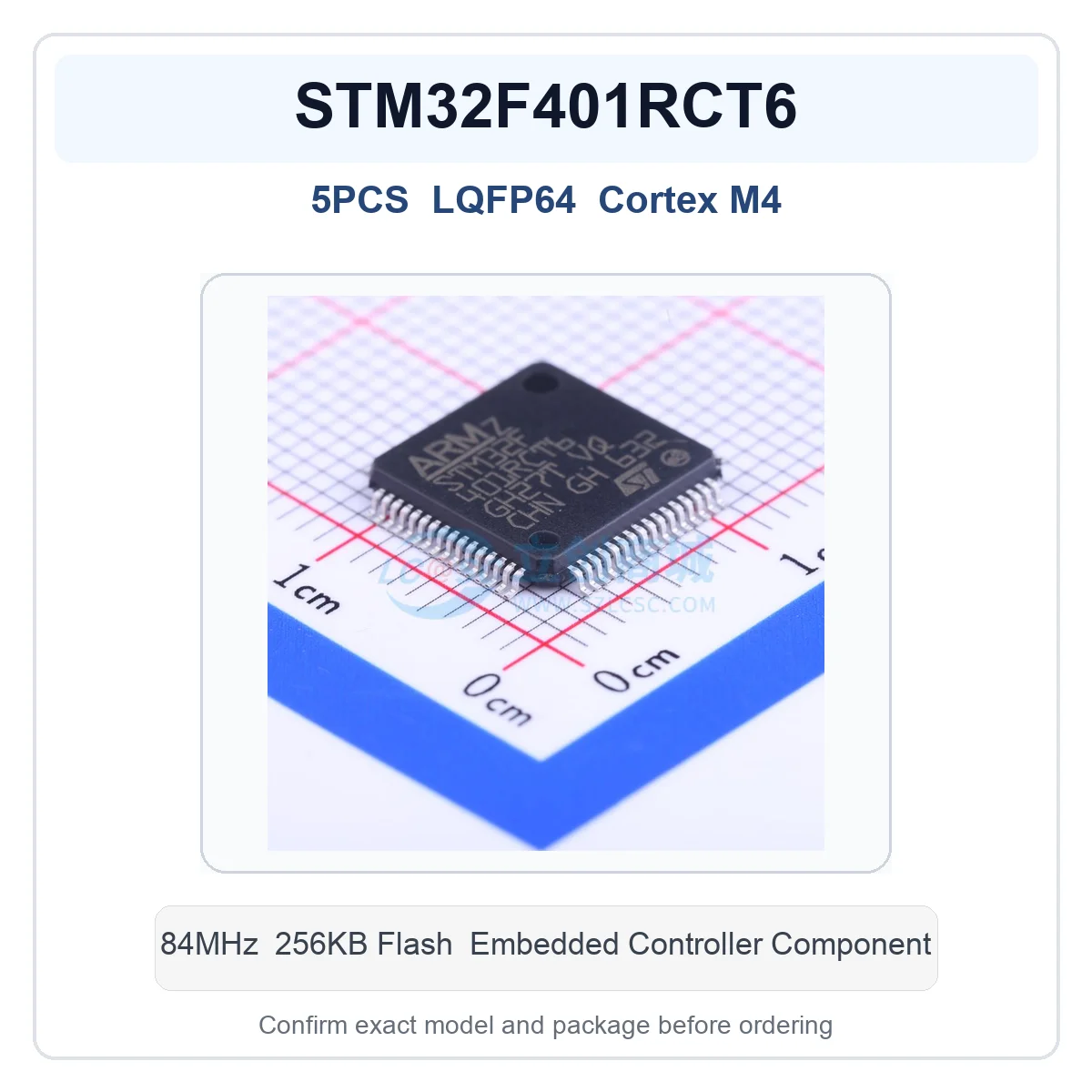 5pcs STM32F401RCT6 LQFP64 Cortex M4 84MHz 256KB Flash Embedded Controller IC for PCB Repair DIY