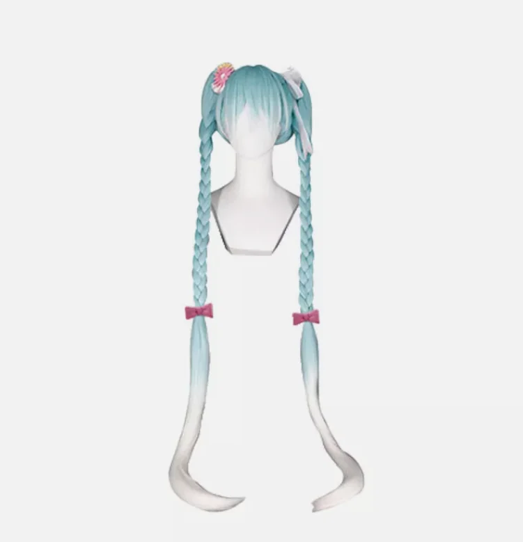 120cm Long Blue Mixed White Cosplay WigsPonytail Synthetic Hair