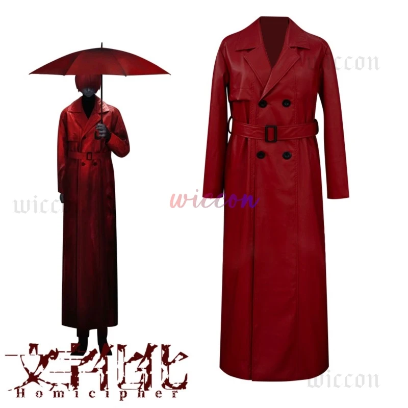 Homicipher Cosplay Costume Mr Scarletella Red Coat Uniform With Wig The Enigmatic Antagonist Role Play For Halloween Customized