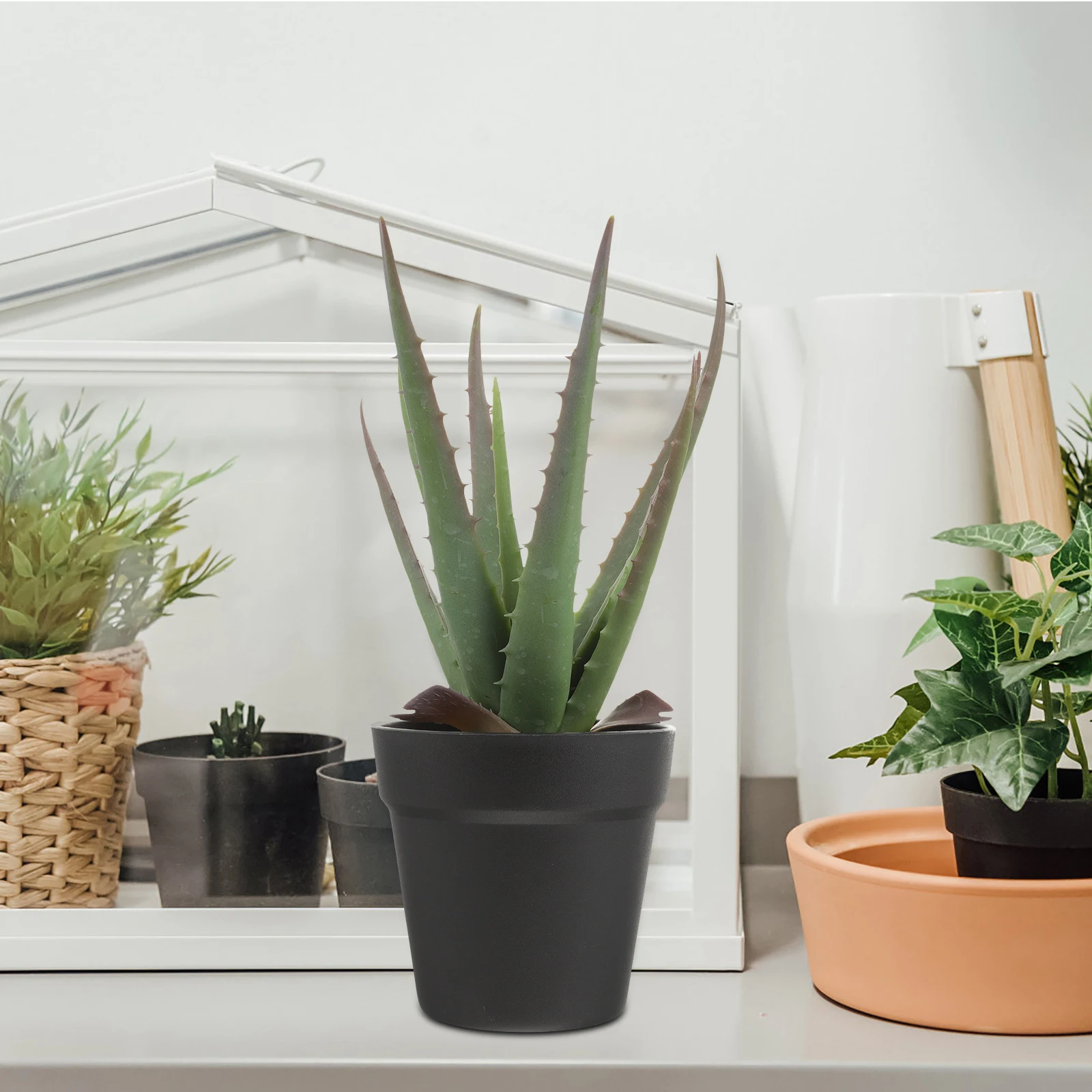 

Realistic Artificial Aloe Bonsai Fake Potted Succulent Plant Decor For Home Office Desktop Indoor Tabletop Greenery Lifelike